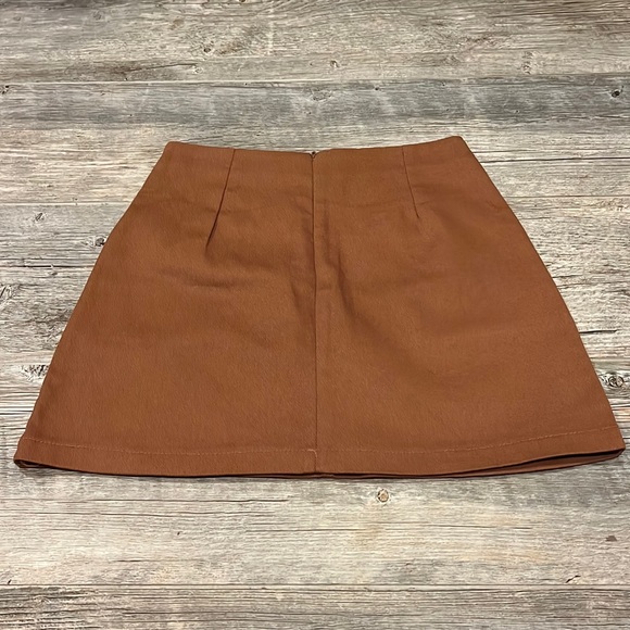 Goodnight Macaroon Brown Twill Pocket A-line Mini Skirt New - Picture 4 of 6